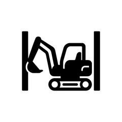 Mini excavator machine icon
