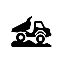 Dump truck offloading dirt icon