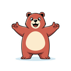 Naklejka premium Friendly cartoon bear offering a warm hug with open arms and a cheerful smile