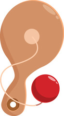 Traditional cup and ball toy featuring a wooden handle, string, and red ball, providing hours of engaging fun