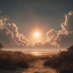 Naklejka premium dreamy sun flare in warm summer scene