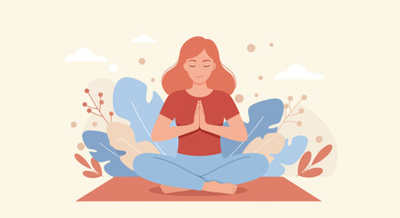 Woman Meditating in Lotus Pose Outdoors.