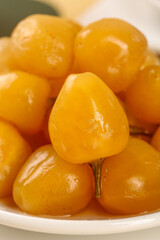 Colorful Yellow Pickled Peppers Close-Up with Shallow Depth of Field
