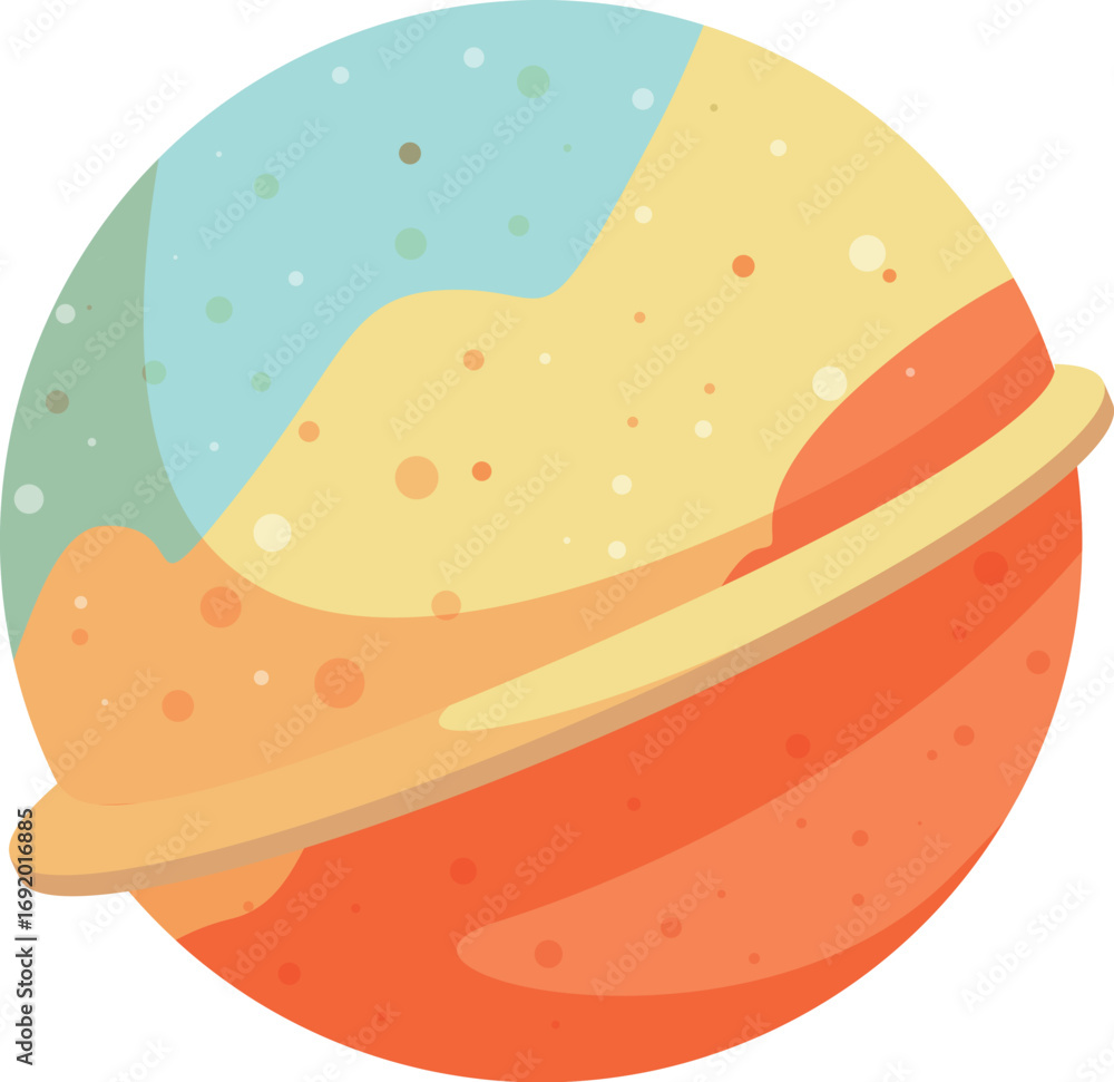 Poster gas giant planet with colorful atmosphere rotating in the vastness of space