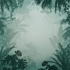 Vector background with tropical plants