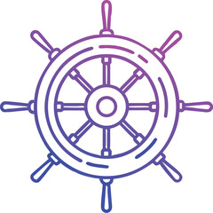 Obraz premium Gradient purple and blue outline of a ship's helm wheel on white background ship wheel steering wheel style vector illustration EPS file download