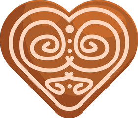 Delicious gingerbread cookie shaped like a heart, decorated with icing swirls, perfect for christmas celebrations