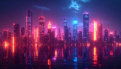 Obraz premium Urban Night Scenery and Fantasy Skies