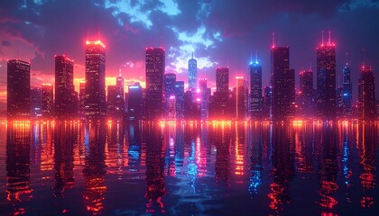 Fototapeta premium Urban Night Scenery and Fantasy Skies