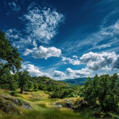 Obraz premium fresh blue sky above green landscape