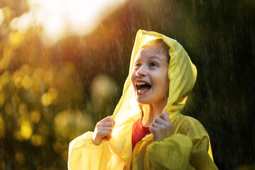 girl in the rain on an autumn walk