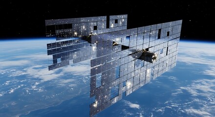 Futuristic Space Station Reflecting Earth, a Vision of Tomorrow.