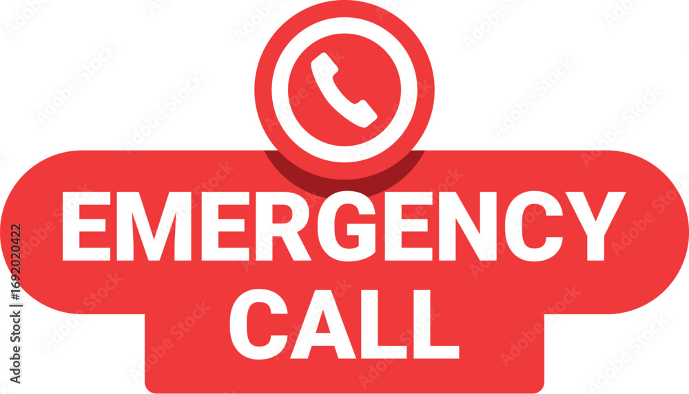 Poster red emergency call button showing urgency and distress