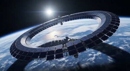 Futuristic Space Station Orbiting Earth - A Vision of Tomorrow.
