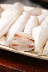 Fresh Skinless Ratfish Fillets in Cooking Pot Ready for Preparation