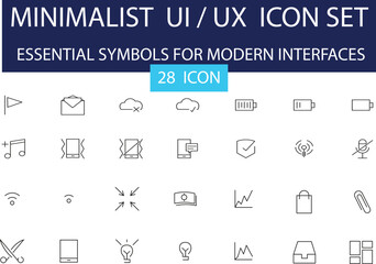 Minimalist UI/UX Icon Set: Essential Symbols for Modern Interfaces