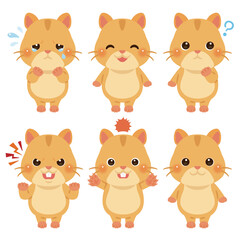 ハムスターのキャラクターイラスト　表情セット