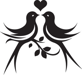 Minimalist Love Birds Heart Silhouette