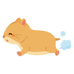 元気に走るハムスターのイラスト