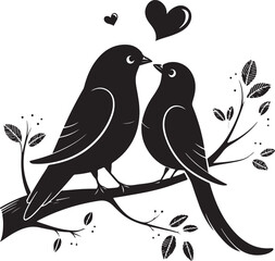 Minimalist Love Birds Heart Silhouette