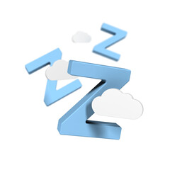 ZZZ sign with clouds. Sleep. Symbol. Emoji. 3d illustration.