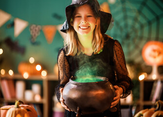Girl is celebrating Halloween