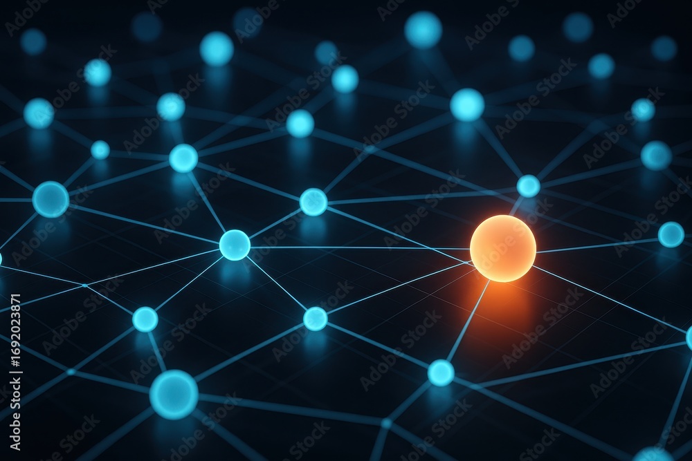 Poster network connectivity: a vivid illustration of interconnected nodes and lines, representing a network
