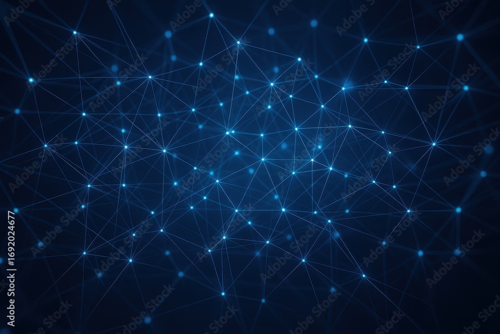 Poster interconnected digital network: this image encapsulates a vast, intricate digital network, with poin