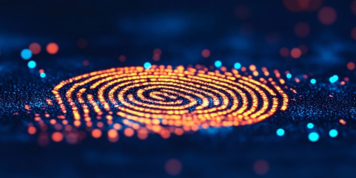 Illuminated Digital Fingerprint Symbolizing Advanced Security and Modern Technology in Digital Era