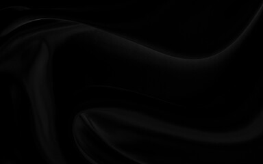 Black satin dark fabric texture luxurious shiny that is abstract silk cloth background.