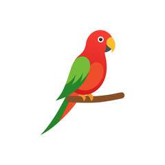 Vibrant red and green parrot perched on a branch