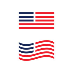 Vector illustration of the American flag logo with bold colors and clean design, ideal for patriotic themes, branding, and celebration concepts.