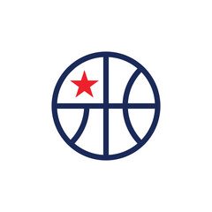 Basketball logo design with a single star, inspired by American sports style. Perfect for team emblem, tournament branding, and merchandise identity.
