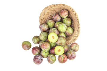 Fresh Sweet Plums in Wicker Basket - Ripe Fruit Harvest Display