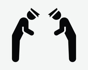 Police Bowing Sign of Respect greeting bow security personnel Japanese guard law enforcement officer stick figure salute justice crime black symbol