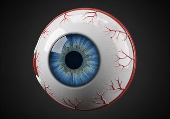 Intriguing Eye : Captivating gaze captured in a single, photorealistic eye, showcasing a vibrant blue iris and intricate blood vessels, evoking curiosity and fascination.