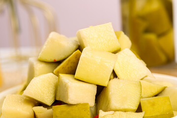 Pickled Mango Cubes from Guangxi China - Traditional Sour Crisp Asian Fermented Fruit Snack