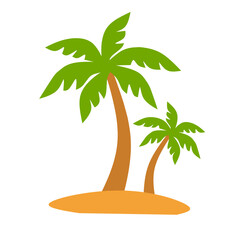 Desert Island with Palm Trees Illustration 