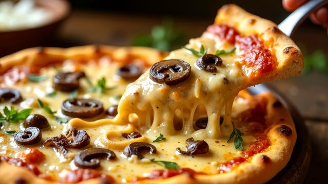 Close up image of brushed pizza