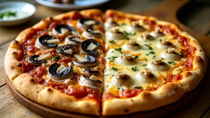 Close up image of double ingredient pizza