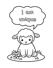 Animal coloring pages with positive affirmations for kids