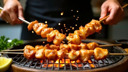 Charcoal grilled skewer dishes picture