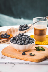 Fresh Blueberries Bowl Healthy Breakfast Setup Mignon Southern France Alpine Region