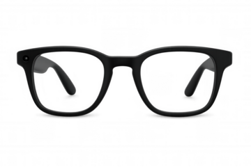 Sleek smart glasses featuring integrated camera, showcasing cutting-edge technology and wireless connectivity against transparent backdrop