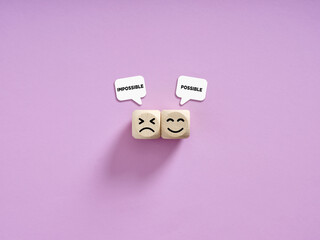 Turning impossible into possible changing mindset and overcoming challenge concept