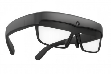 Smart glasses device floating on a transparent background, showcasing cutting-edge wearable technology