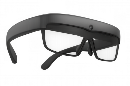 Smart glasses device floating on a transparent background, showcasing cutting-edge wearable technology - Powered by Adobe