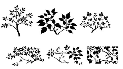 Naklejka premium tree branch silhouette isolated with cartoon vector illustration on transparent background