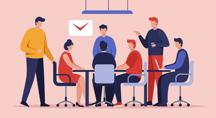 A diverse business team collaborates in a modern office meeting, discussing ideas and planning strategy. Ideal for corporate communication, teamwork, and success concepts.