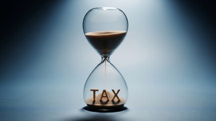 Time Running Out: Hourglass Symbolizing Impending Tax Deadlines and Financial Obligations